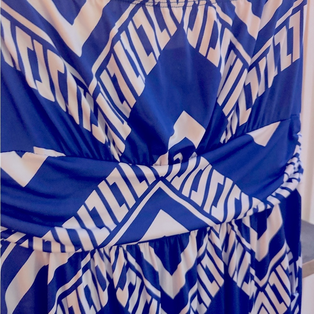 Blue and White Chevron Maxi Dress - Picture 3 of 6